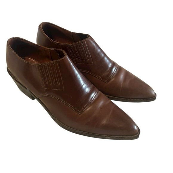 Wild Pair Vintage Brown Leather Women’s 8.5B Western Mules Booties Pointed Y2K - Picture 4 of 11